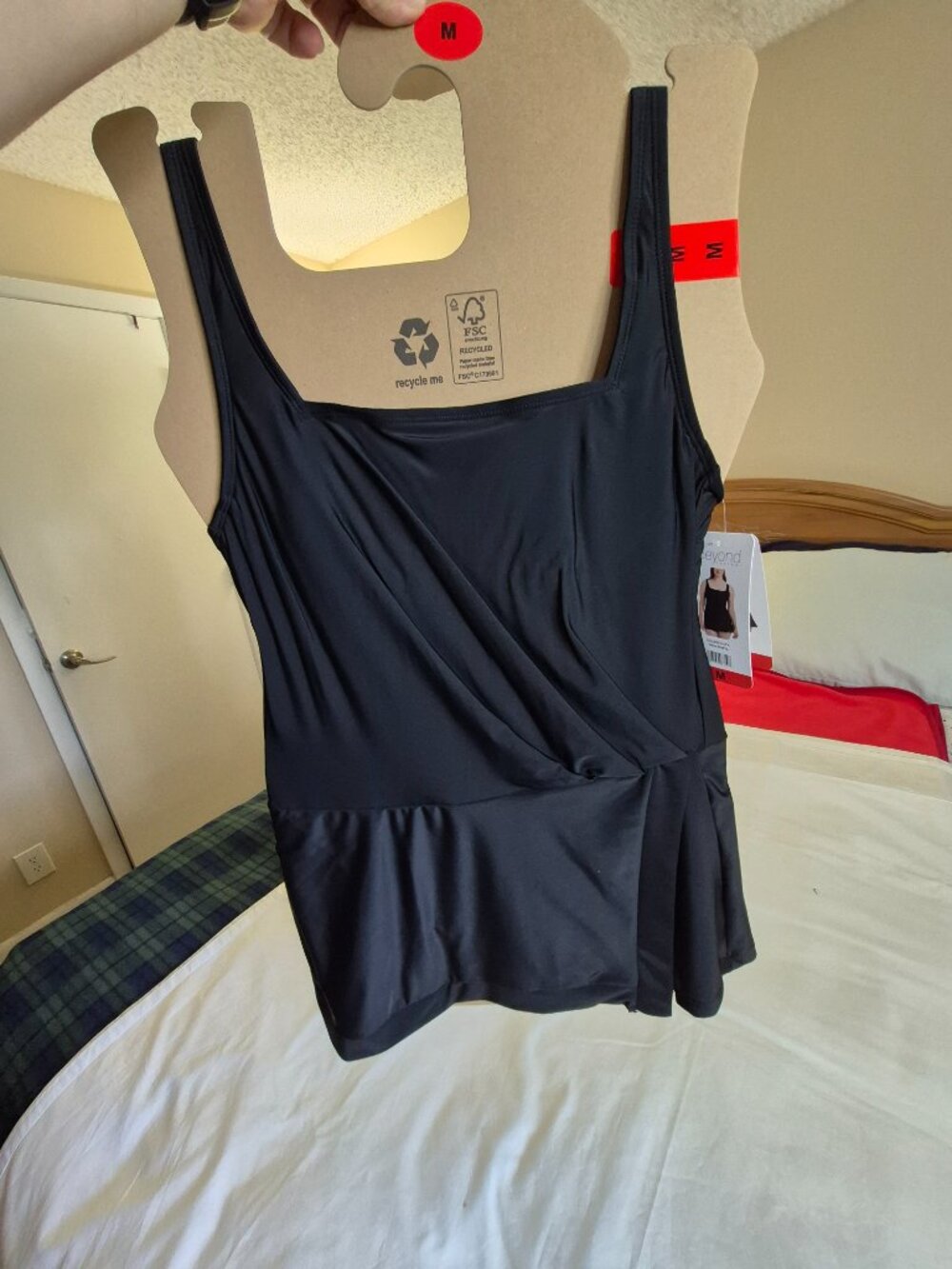 Beyond Control Women's Square Neck Swim Dress, Black, Size Medium, NWT